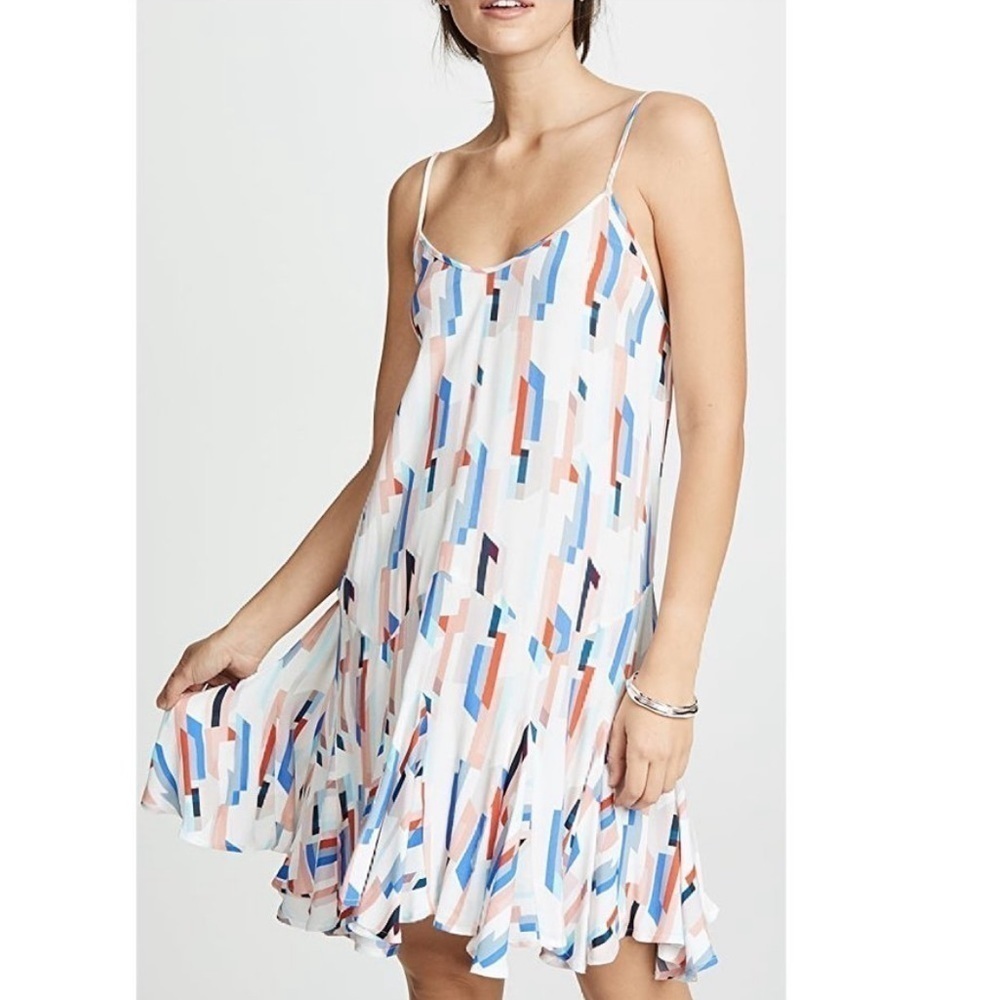 YUMI KIM Destination Dress in Split Screen Red White Blue Shift Mini Slip Size L